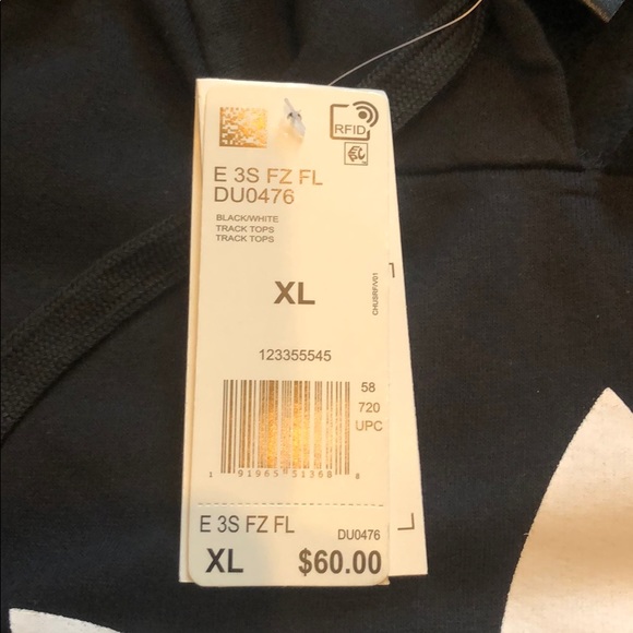 NWT Mens Adidas Black Trefoil Fleece Hoodie - Picture 9 of 11